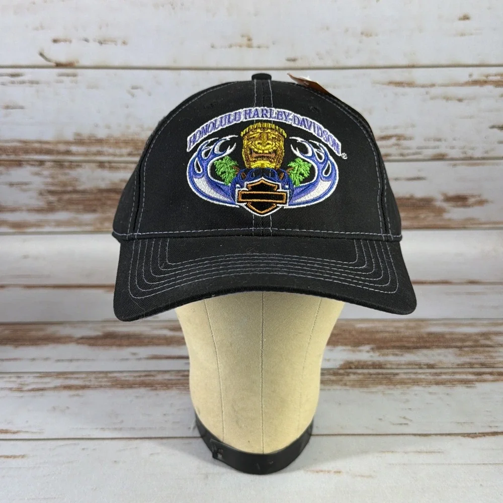 Harley-Davidson Honolulu Hawaii Black Hat Cap Souvenir Motorcycle